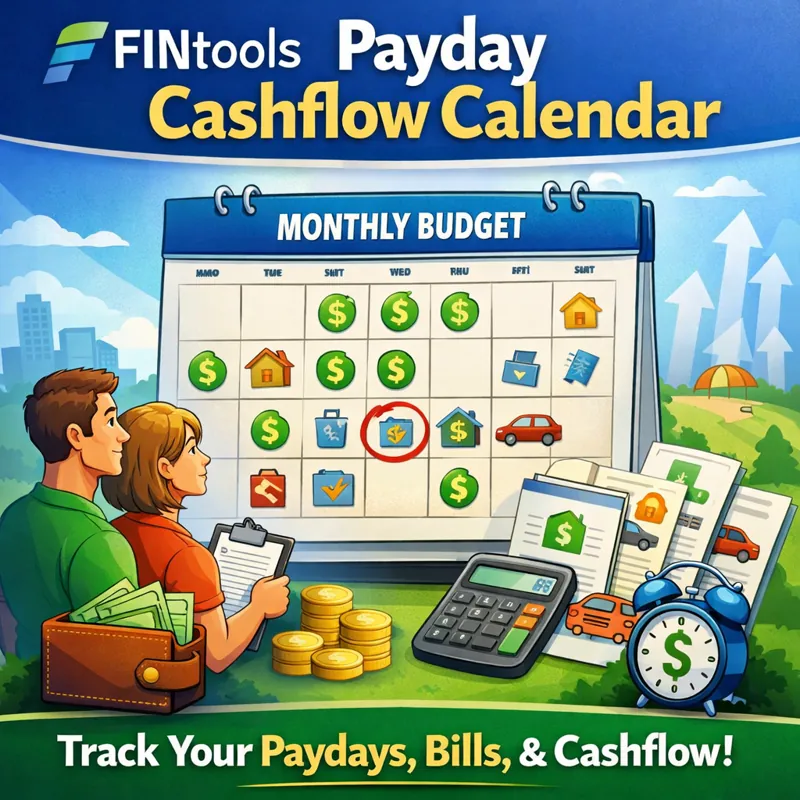 Payday Cashflow Calendar showing balance timing and crunch days
